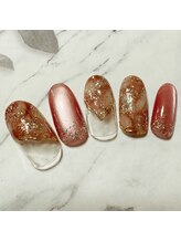 ヘアー ユニバース(HAIR UИIVERS)/マグネット&秋色もやもやネイル