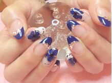 ネイルサロンオーパス(OPUS)/ネイビーFlower☆☆