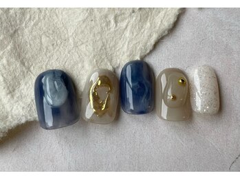 アイネイルズ 梅田店(I nails)/ネイビーニュアンスもやもや