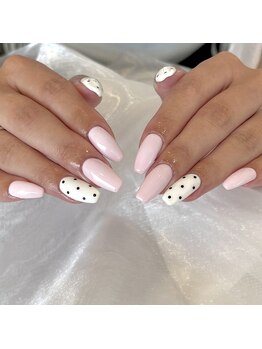 ココネイル(COCO NAIL)/パステルピンク×ドットネイル