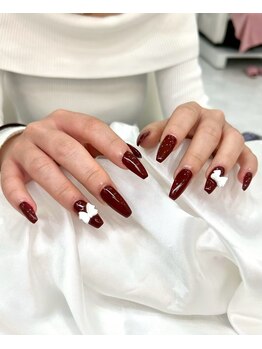 ボルドーカラー＋リボンパーツ