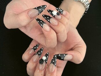 ドット＊フレンチ＊モノクロ