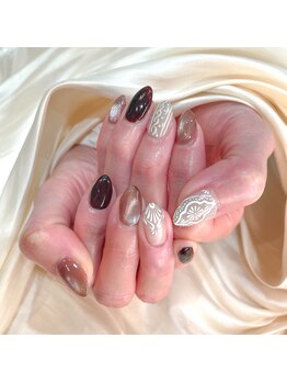 ヘアアンドネイル ミューズ 新浦安店(HAIR&NAIL MUSE)/手描きタイル柄シンプルベージュ