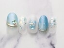 キラキラブルー海ネイル初￥6980