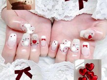 ベティネイル アイラッシュ(Betty Nail)/ハートくまバレンタインネイル
