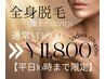  ★平日10時～16時限定★【レディース】全身脱毛(顔orVIO)￥13800→￥11800