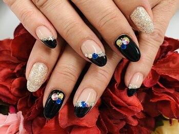 ダブルネイル(Double Nail)/【ほり】シックな斜めフレンチ