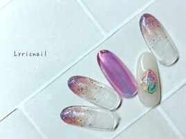 オーロラに光る天然石風ネイル♪