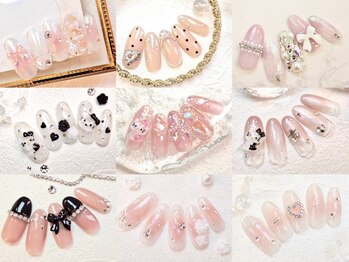 ドルチェネイル(Dolce.Nail)の写真/【爆発的トレンド★ワンホンネイル/韓国ネイル】キラキラパーツがたまらなく可愛い!きらめきフェミニンnail