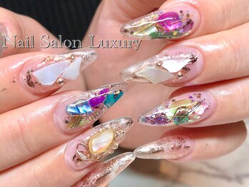 ネイルサロンラグジュアリー 梅田店(LUXURY)/ピンクゴールド×シェル