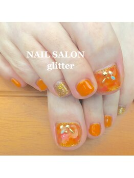 ネイルサロン グリッター(NAIL SALON glitter)/タイダイフットネイル
