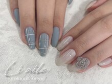 リエル(liaile)/チェック×マグネット夏ネイル