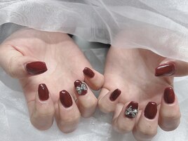 ボルドーリボンネイル♪