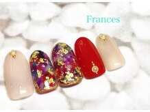 フランセス(Frances)/タイダイ×金箔ネイル