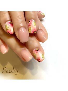 パスリー ネイルアンドケア(Parsley Nail&Care)/アンティーク調の花柄ネイル