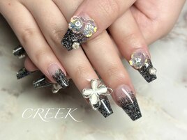 桜黒グラデーションスカルプ