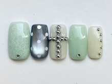 ジェミーネイル イケブクロ(Jemiy nail ikebukuro)/グリーンレース￥9000