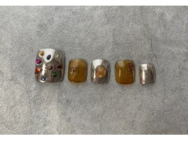 カラフルミラーフットネイル