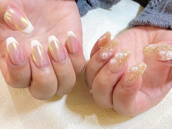 パールとフレンチネイル