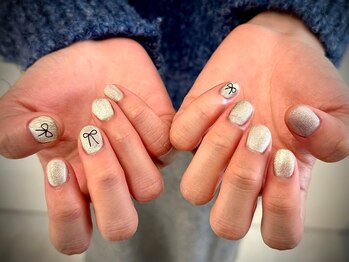 ヌル ネイル 堀江(NURU NAIL HORIE)/リボン+マグネットネイル☆