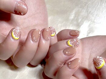 ネイルマジック 仙台一番町店(NAIL MAJIC)/レモンネイル×水滴ネイル