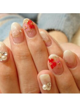 クリスタルネイル ボンベルタ橘店(CRYSTAL NAIL)/フラワーネイル