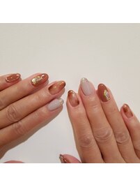 秋色べっ甲ネイル