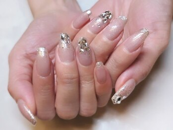 ネイルマジック 仙台一番町店(NAIL MAJIC)/ミラーフレンチ×ストーングラデ
