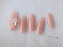 サンミーゴネイル 神戸店(Sunmego Nail)/リボンパーツ×ワンカラーネイル
