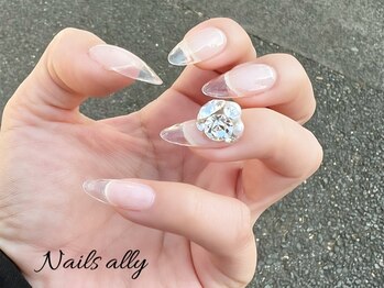 ネイルズアリー 立川店(Nails ally)/ダイアミ×クリアネイル×春色