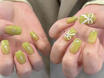 アイネイルズ 天神今泉店(I-nails)/【sana.i】韓国風リボンネイル