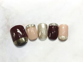ネイルアンドまつげ リュフェール 五反田(Nail Lufaire)/ボルドーミラーフレンチ