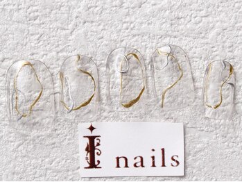アイネイルズ 梅田店(I nails)/クリア手描きニュアンス¥7200