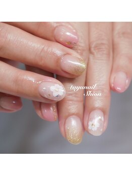 たゆ ネイル(たゆnail)/パラジェル手描き桜ネイル