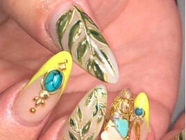 【ロングネイル】手書きアート