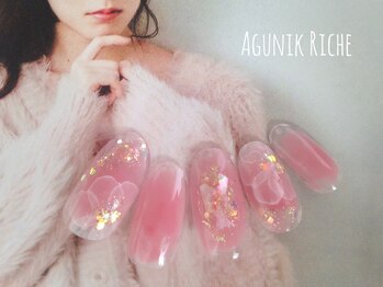 アグニークリッシェ(Agunik Riche)/【水彩フラワーネイル】