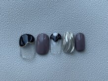 カラ ネイル 中津店(calla nail)/うねうねミラー×お花ネイル