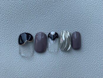 カラ ネイル 中津店(calla nail)/うねうねミラー×お花ネイル