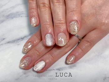 ネイルアトリエルカ(nail atelier LUCA)/W-89 大人ミラーフラワーネイル