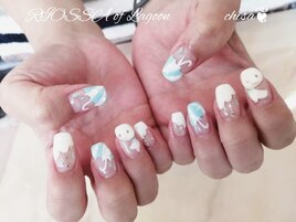 ターコイズｘ梅雨ネイル