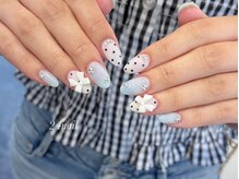 ニーヨンネイル(24nail)/水色×ドット