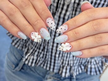 ニーヨンネイル(24nail)/水色×ドット