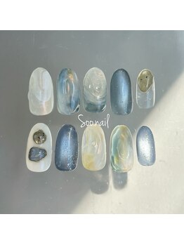 ソーネイル(Soo.nail)/8月定額ネイルアシメデザインA