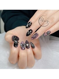 ハート／ブラックネイル