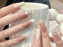 ★ナチュラルコース(オフケア込み60分)★ ハート/バレンタイン/くすみピンク/チョコ/ガラスフレンチネイル