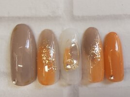秋色塗りかけネイル