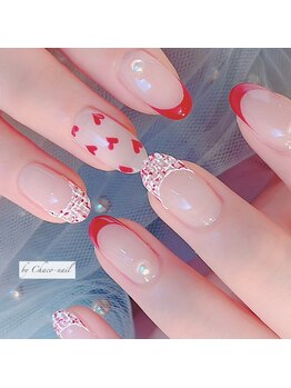 チャコネイル(chaco-nail)/ハート&ツイードフレンチ
