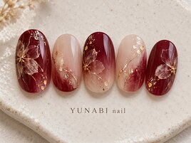ボルドー花グラデ