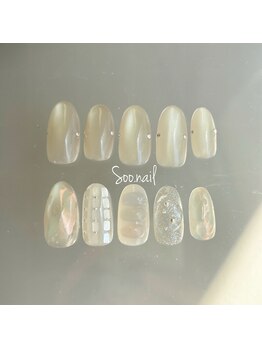 ソーネイル(Soo.nail)/8月定額ネイルアシメデザインB