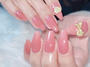アネラ ネイルズ(Anela_nails)/うる艶ワンカラー＋パーツ2個